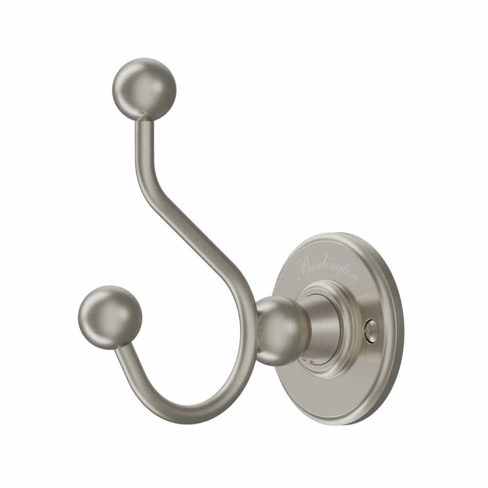 Double Robe Hook Brushed Nickel